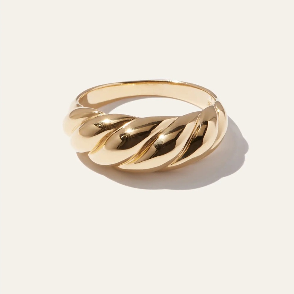 NEW Croissant Dome Ring 18k Gold Vermeil 925 Sterling Silver SZ 5.5